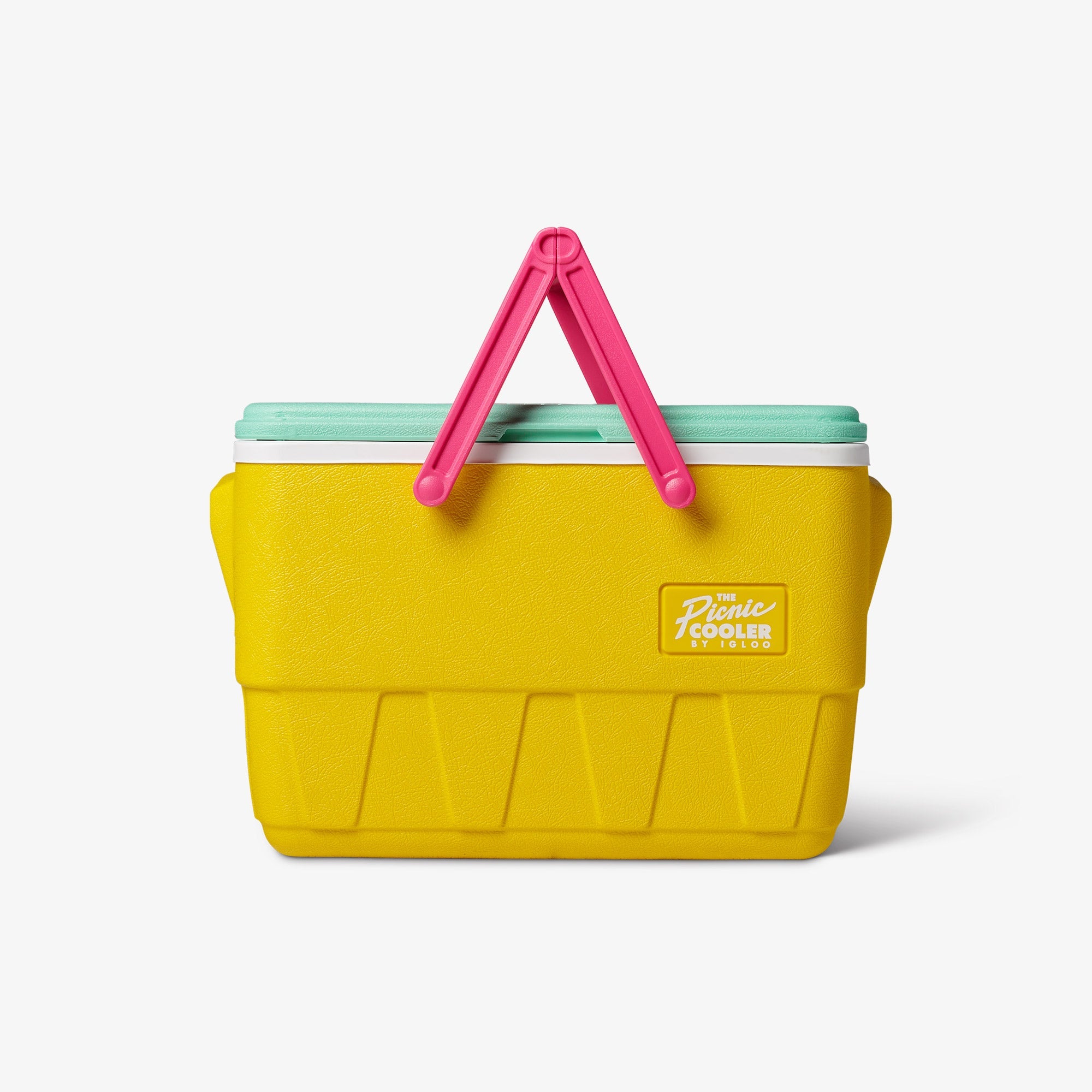 Front View | Retro Limited Edition Picnic Basket 25 Qt Cooler::Yellow