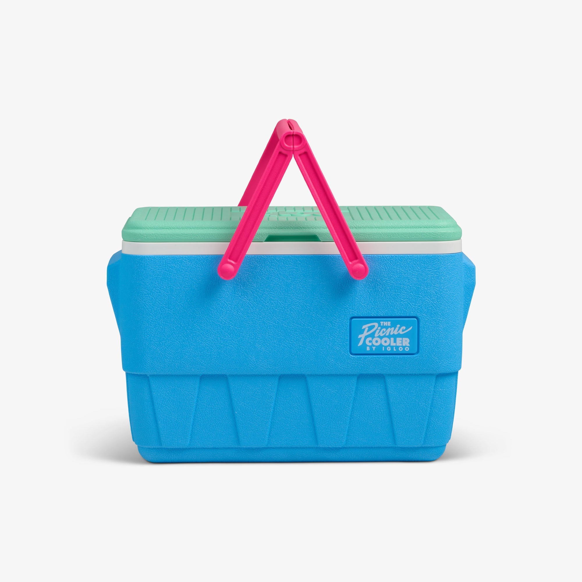 Front View | Retro Picnic Basket 25 Qt Cooler::Carolina Blue::