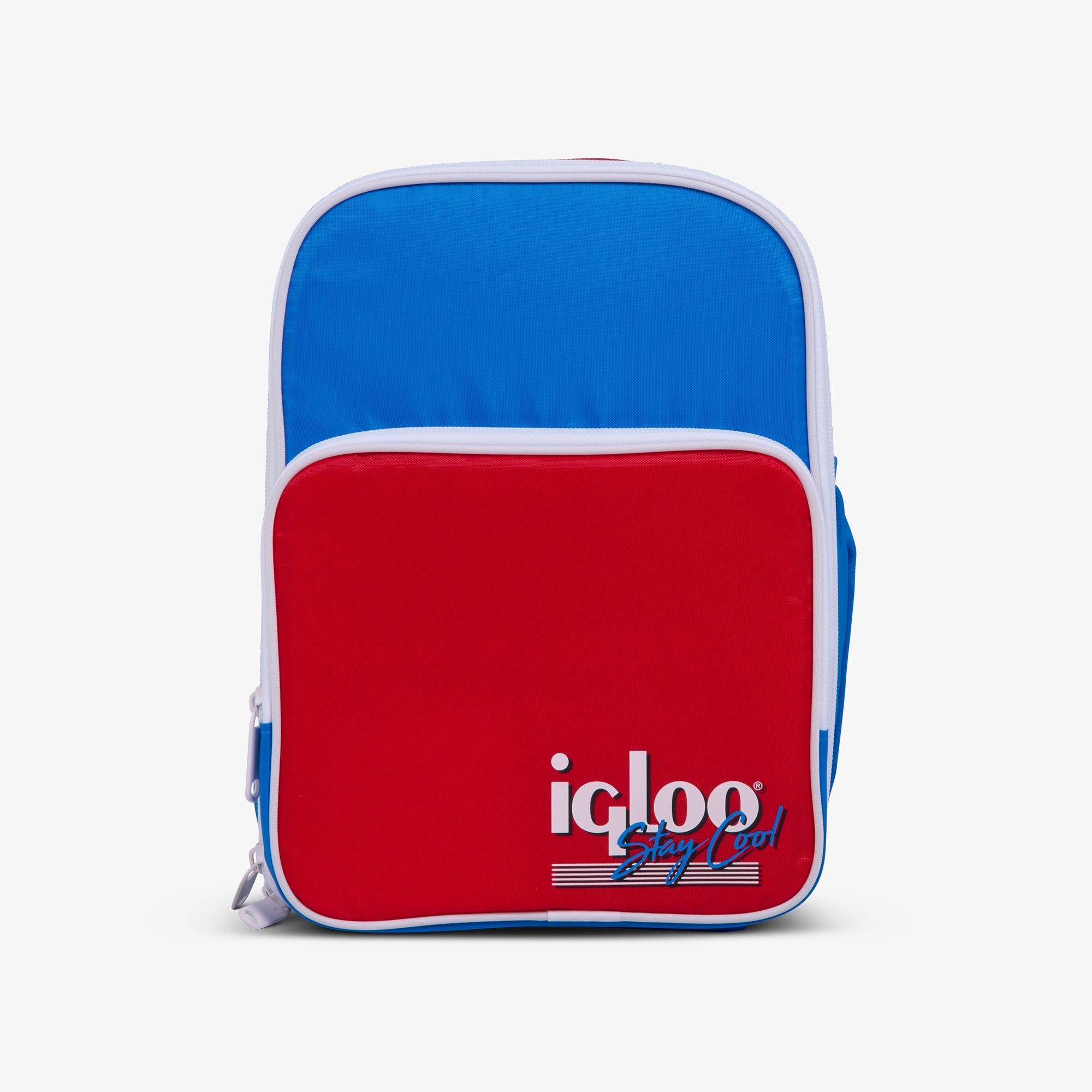 Front View | Retro Mini Convertible Backpack::Americana::Zipper front pocket