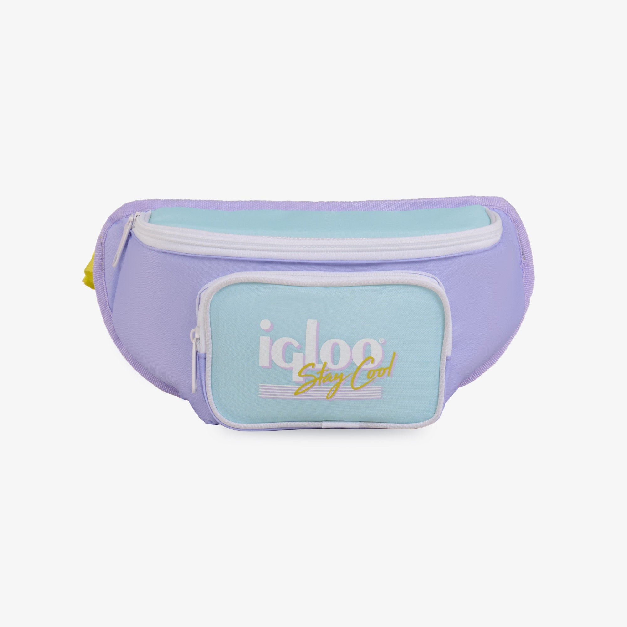 Front View | Retro Fanny Pack::Lilac::Holds 3 cans