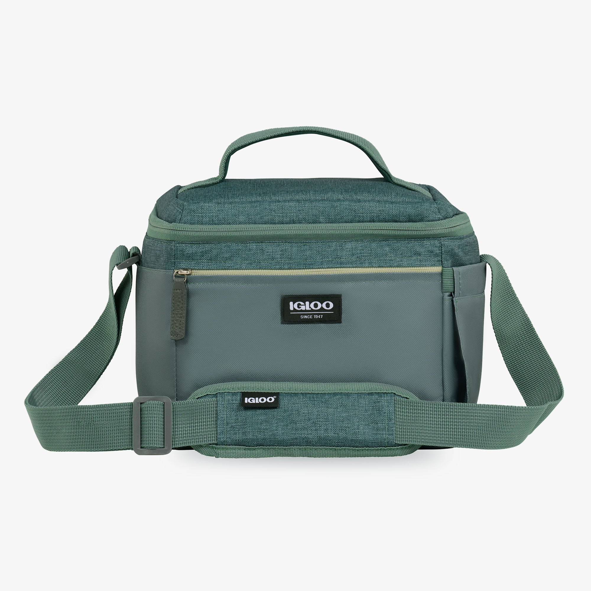 Front View | Everyday Lunch Rounded Cube Cooler Bag::Spruce::Water-resistant exterior 