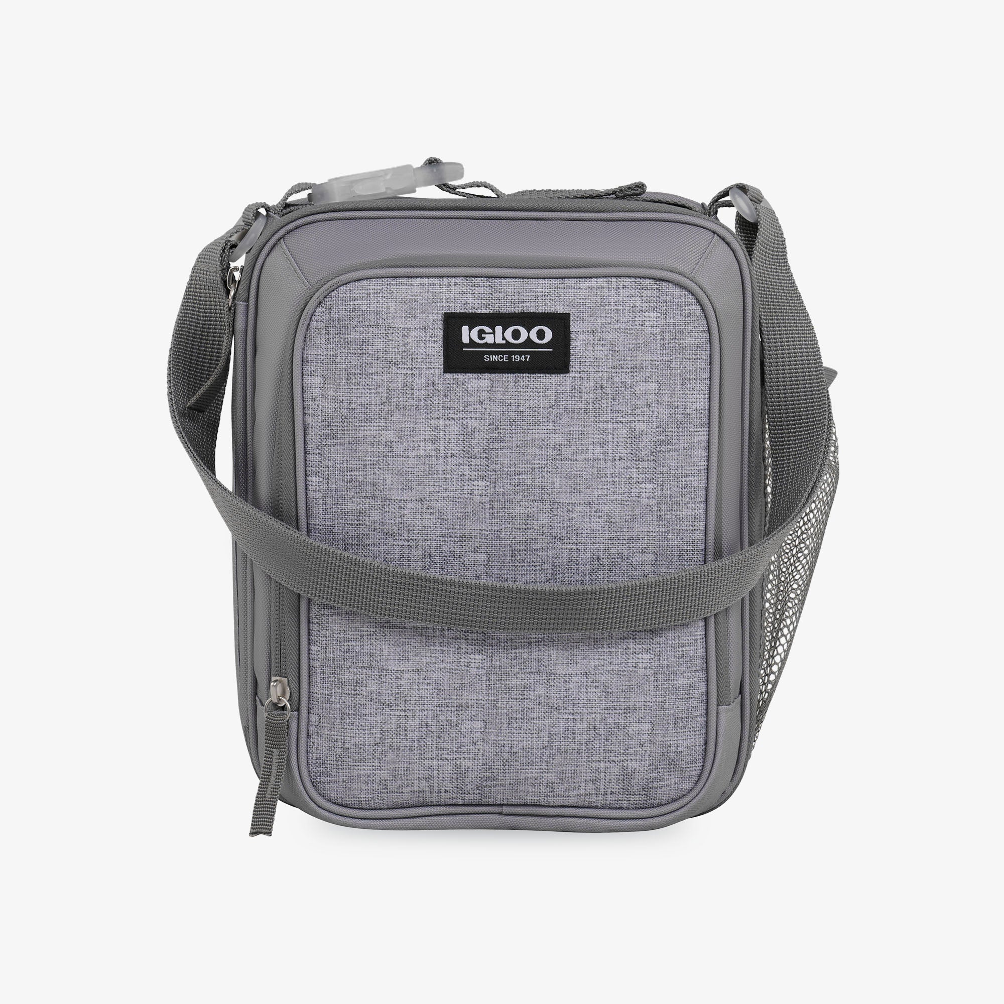 Front View | Kids Everyday Lunch Vertical Cooler Bag::Gray::Water-resistant exterior