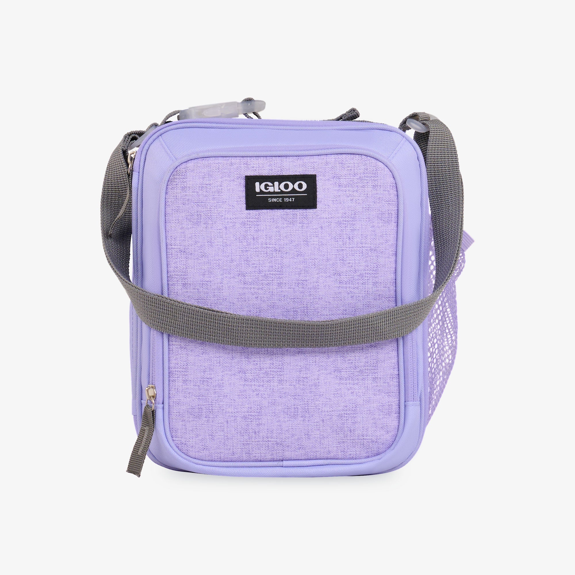 Front View | Kids Everyday Lunch Vertical Cooler Bag::Lilac::Water-resistant exterior