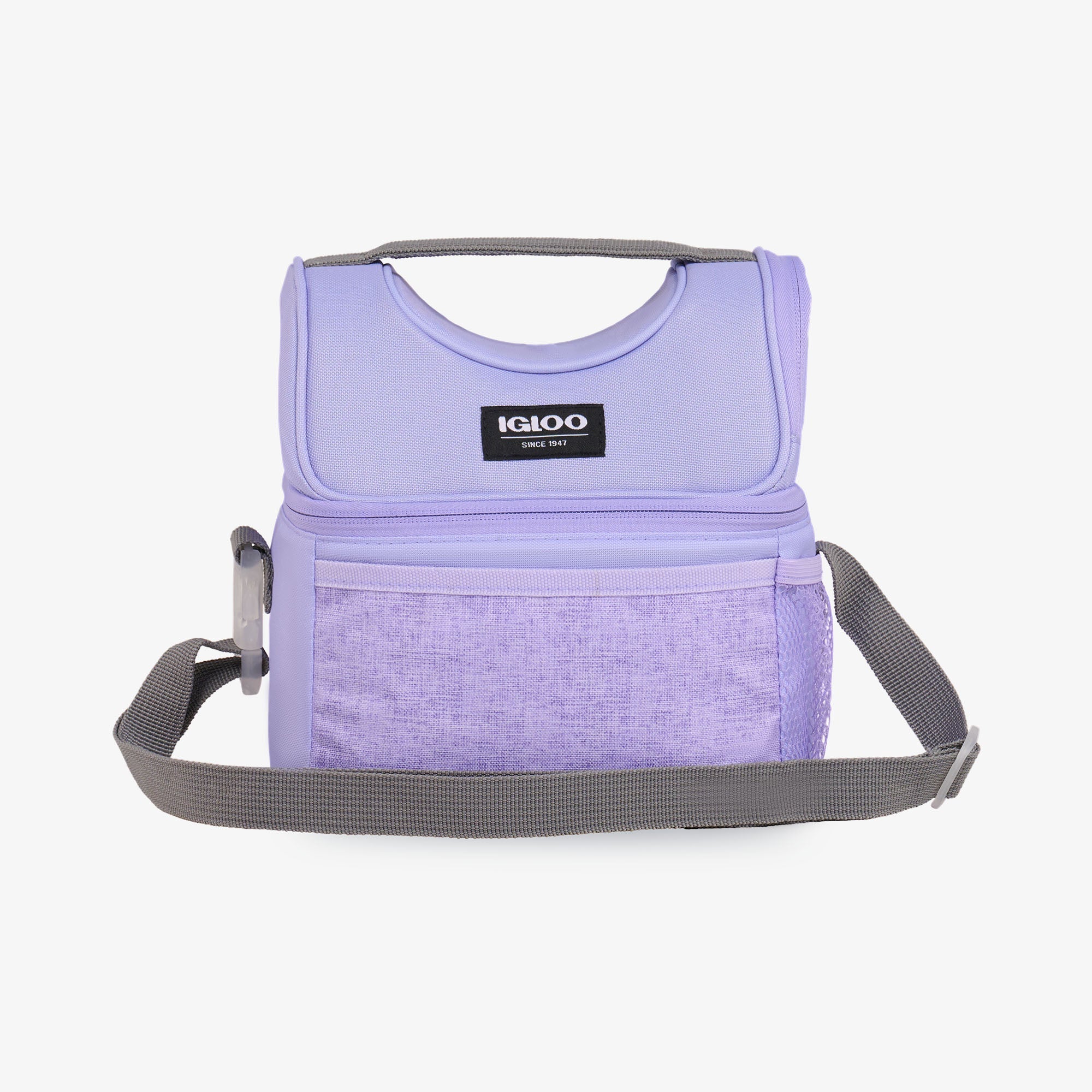 Front View | Kids Everyday Lunch Gripper Cooler Bag::Lilac::Water-resistant exterior 