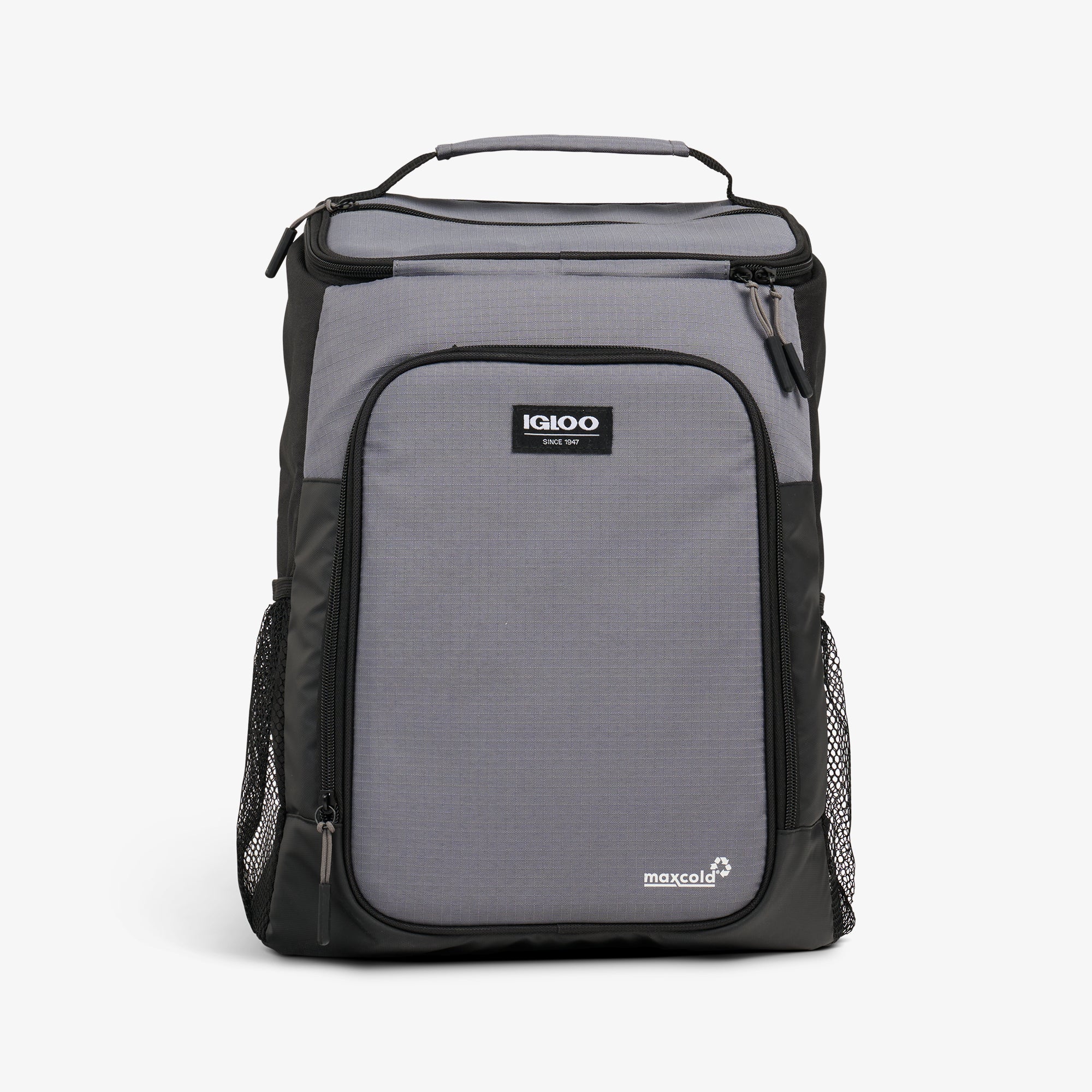 Front View | Latitude Top Grip 24-Can Backpack::Carbonite::100% recycled polyester exterior 