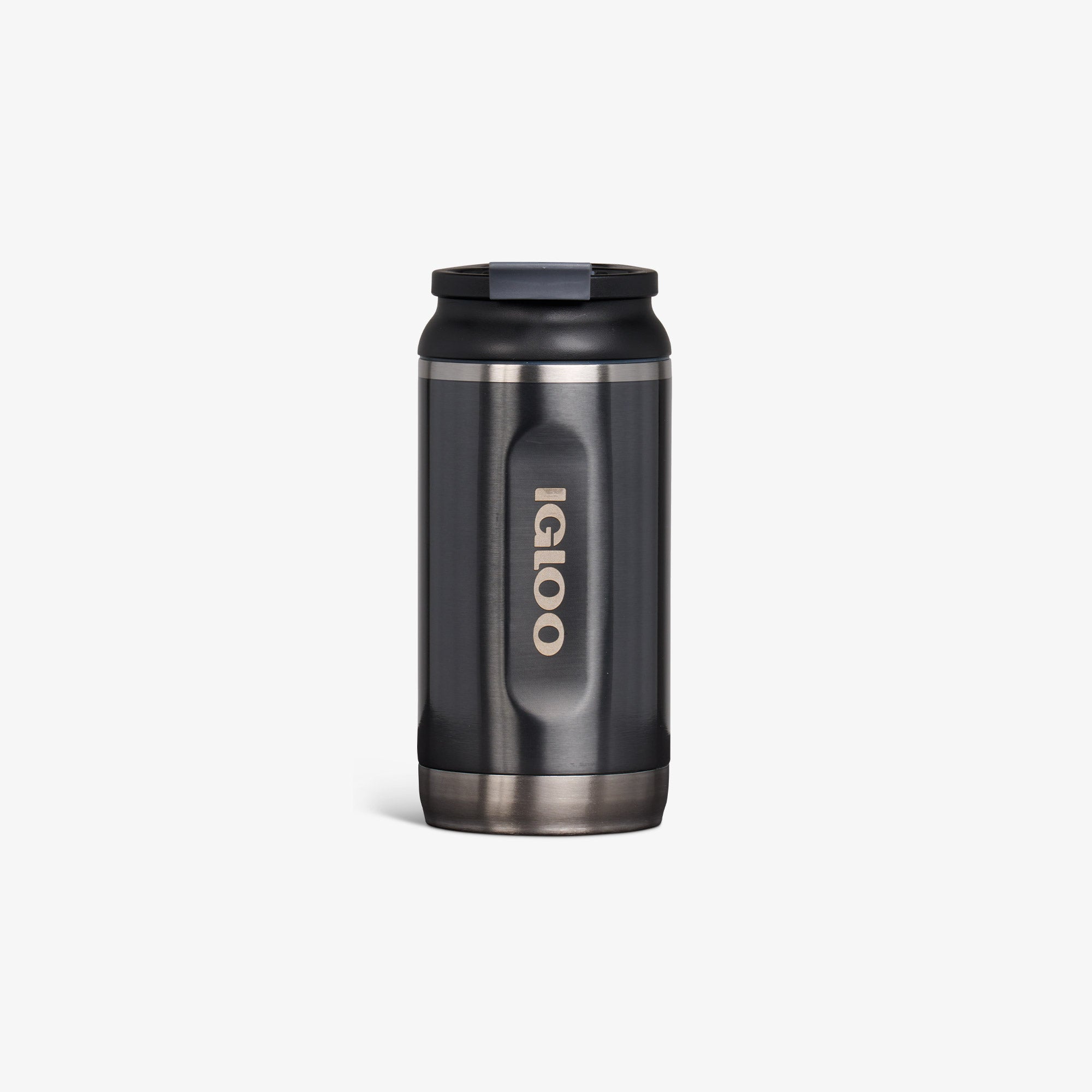 Front View | 12 Oz Flip ‘n’ Sip Tumbler::Gloss Carbonite::Fits in standard cup holders 