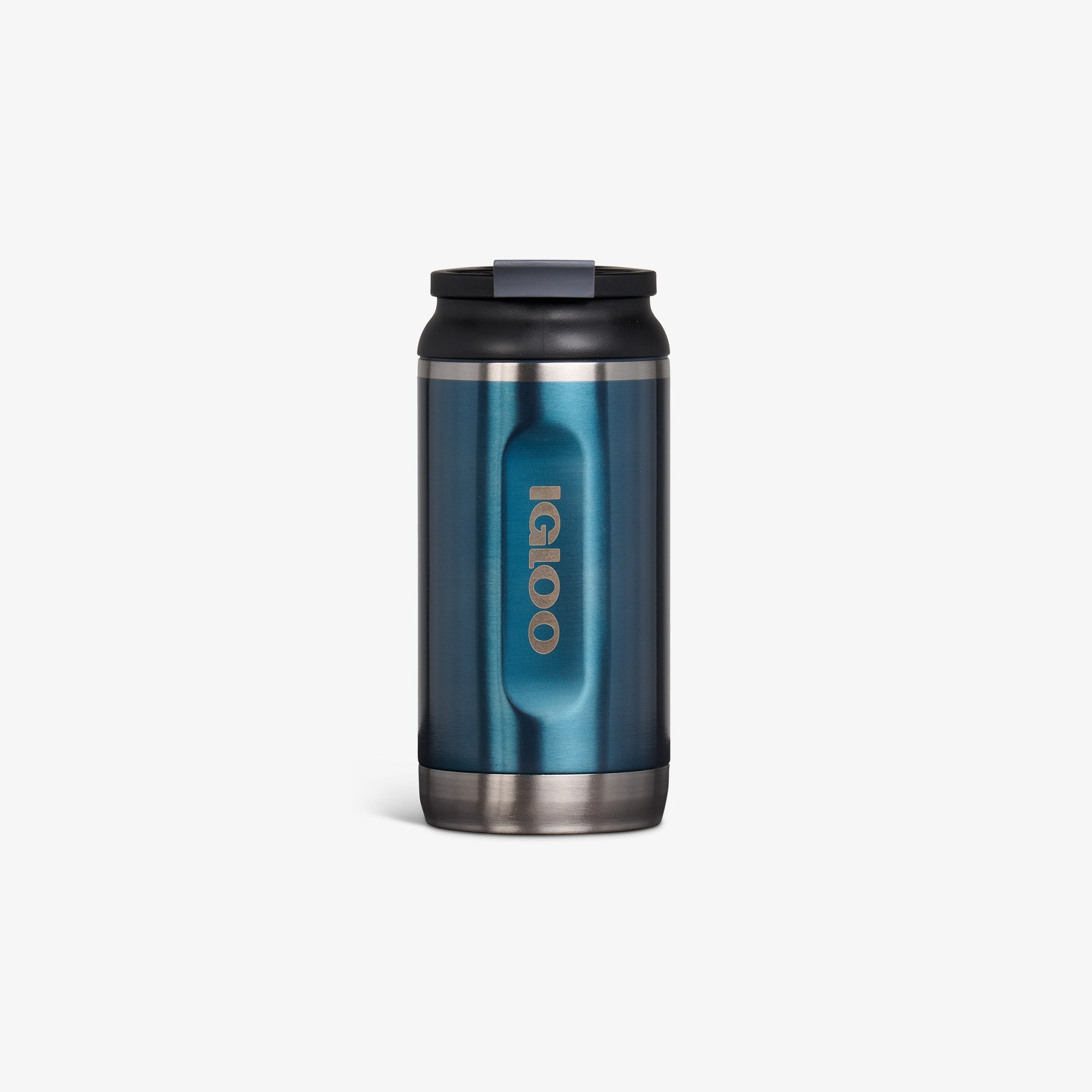 Front View | 12 Oz Flip ‘n’ Sip Tumbler::Gloss Modern Blue::Fits in standard cup holders