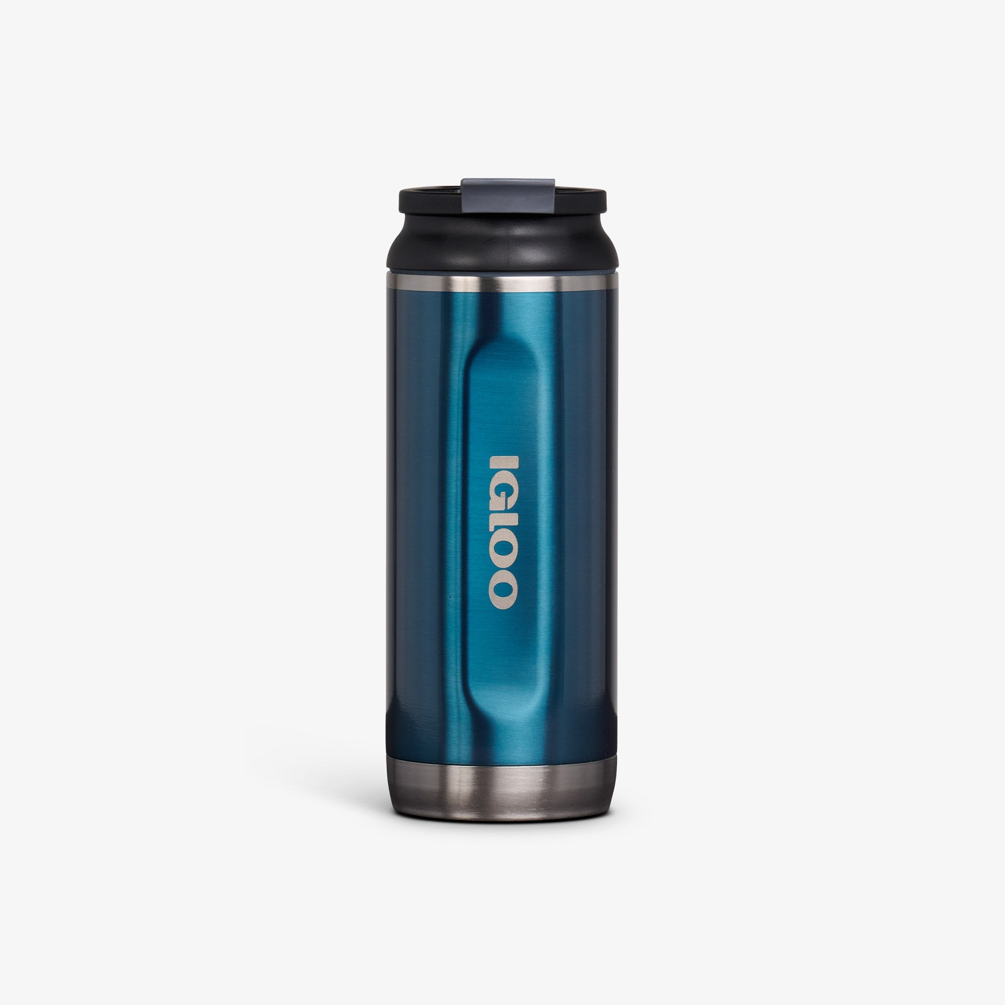 Front View | 16 Oz Flip ‘n’ Sip Tumbler::Gloss Modern Blue::Fits in standard cup holders