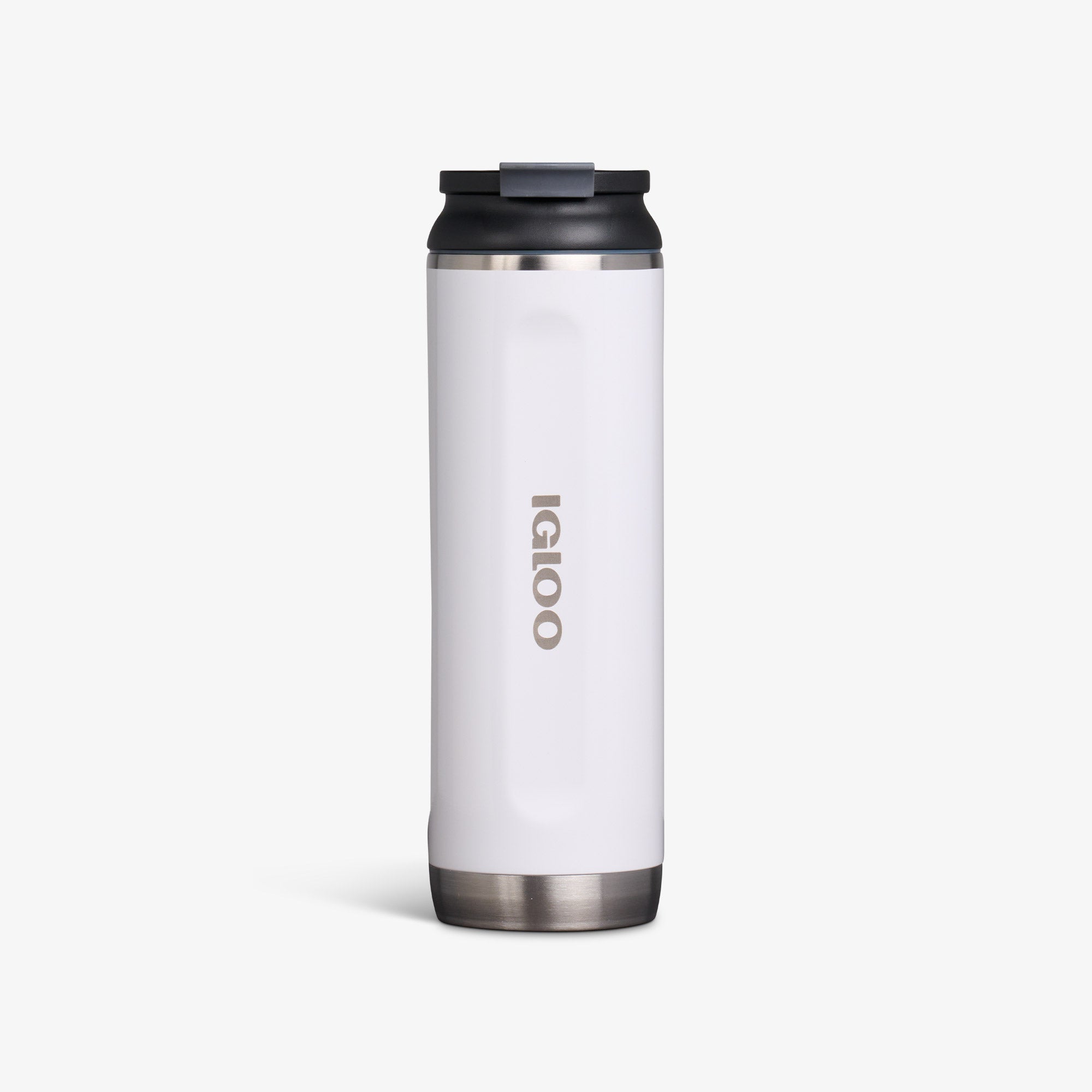 Front View | 20 Oz Flip ‘n’ Sip Tumbler::Gloss White::Fits in standard cup holders