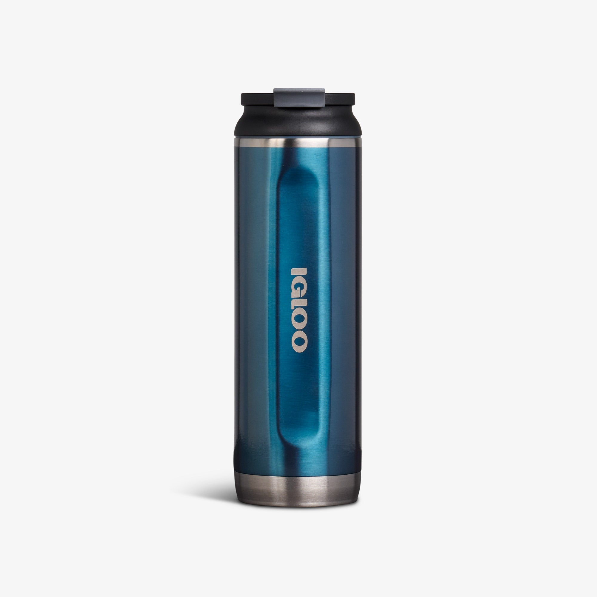 Front View | 20 Oz Flip ‘n’ Sip Tumbler::Gloss Modern Blue::Fits in standard cup holders