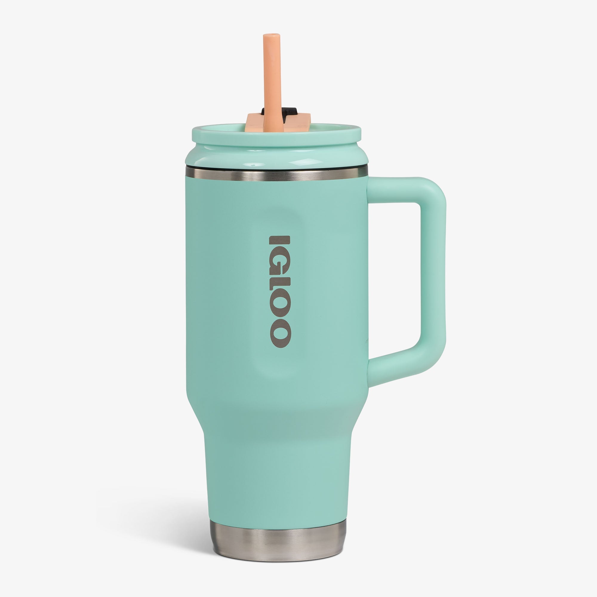 Front View | 32 Oz Flip ‘n’ Sip Travel Mug::Seafoam Green::Up to 48hrs cold / 8hrs hot*