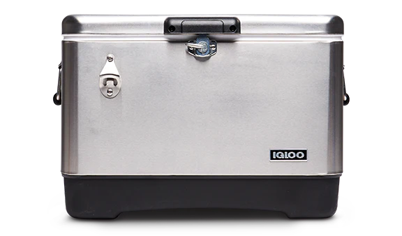 Front View | Legacy 54 Qt Cooler::Red Star::Durable steel exterior
